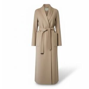Soia & Kyo Long Women’s Coat tan Wool Blend Belted Open Long XS